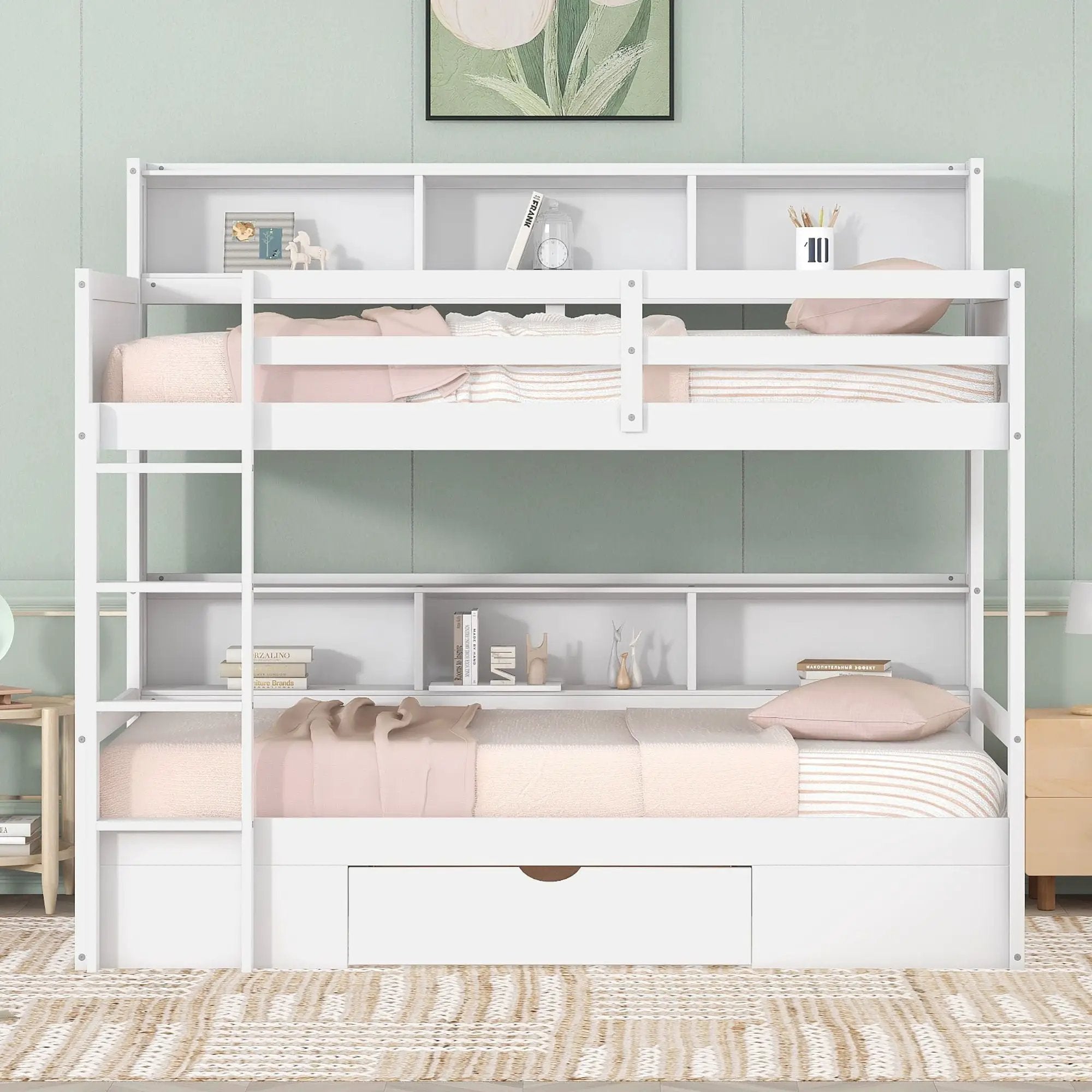 Carolee - Twin Size Bunk Bed With Built-In Shelves by Unique Piece Furniture