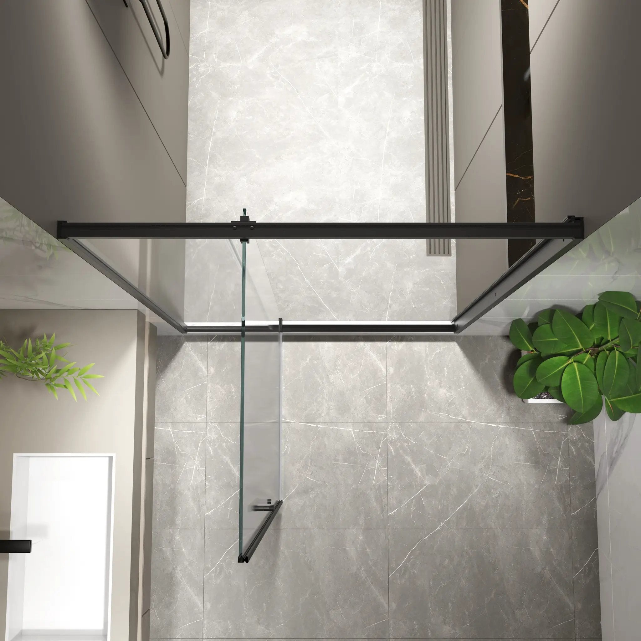 50-54"W x 74"H Pivot Shower Door with Matte Tempered Glass Finish by HouseOfZazla
