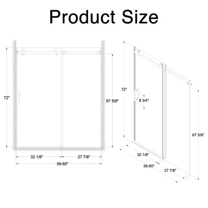 Frameless Sliding Shower Door - 5/16" Thick Tempered Glass by HouseOfZazla