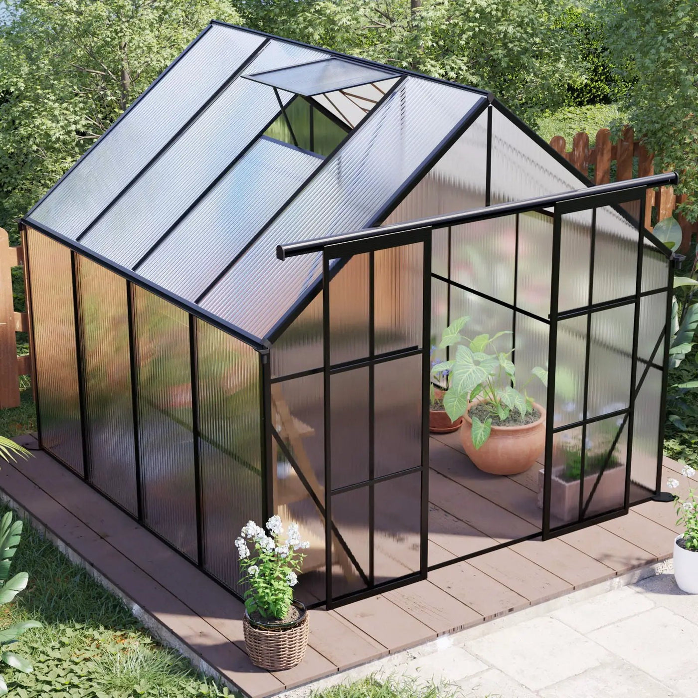 Double Door Polycarbonate house Raised Base And Anchor Aluminum Heavy Duty Walk In houses For Outdoor Backyard In All Season by HouseOfZazla