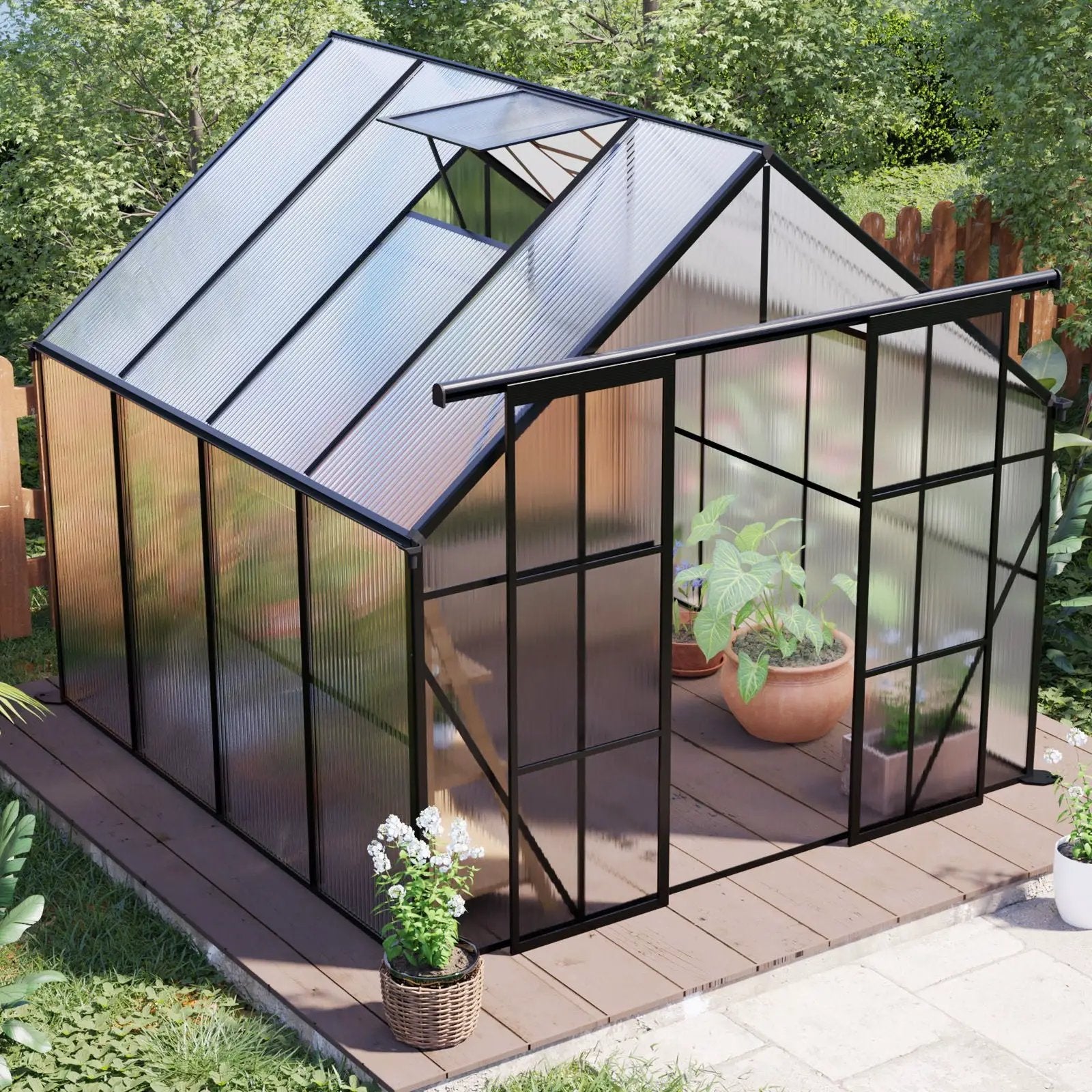Double Door Polycarbonate house Raised Base And Anchor Aluminum Heavy Duty Walk In houses For Outdoor Backyard In All Season by HouseOfZazla