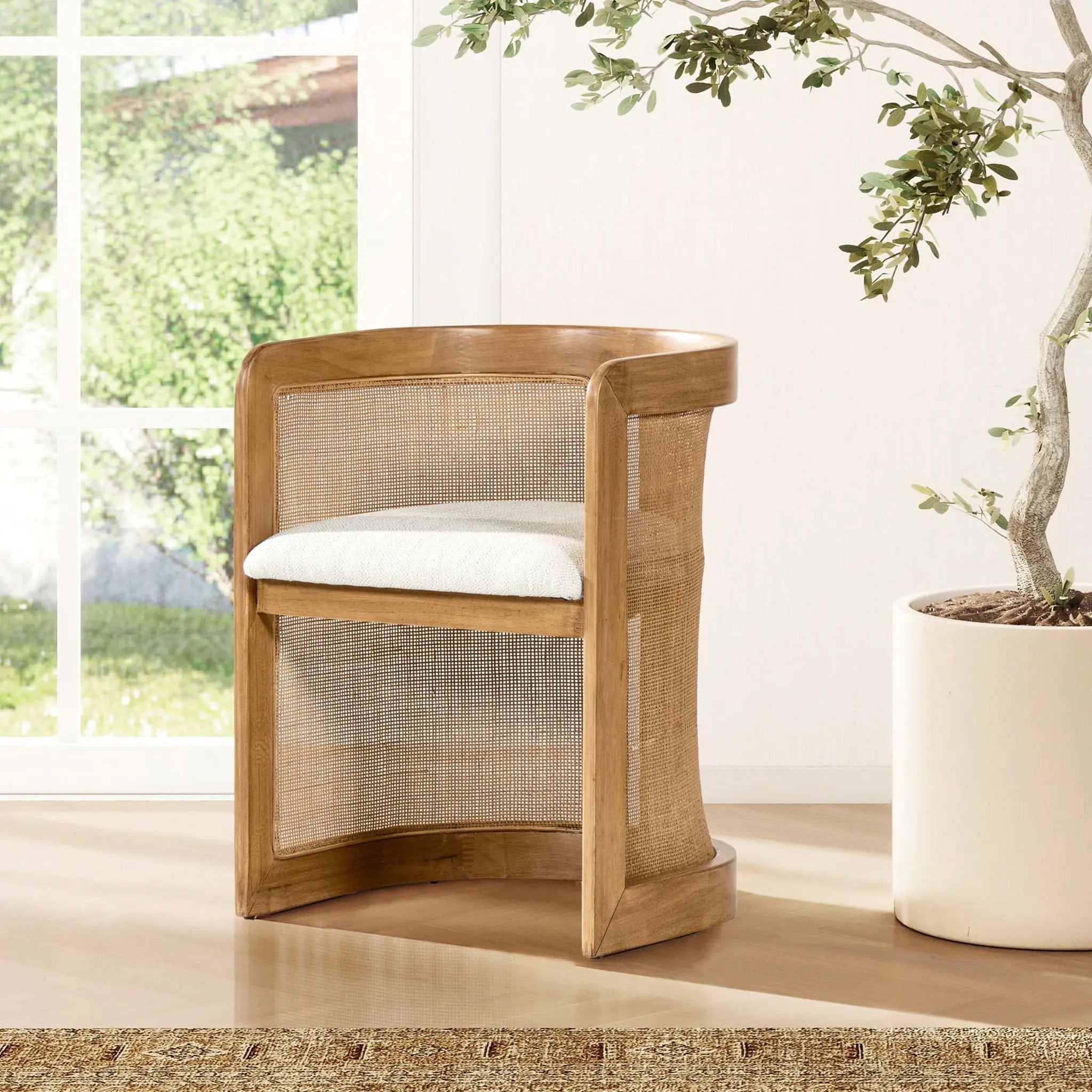 Lilith - Curved Upholstered Dining Chair, Stain Resistant High - White Pepper by HouseOfZazla