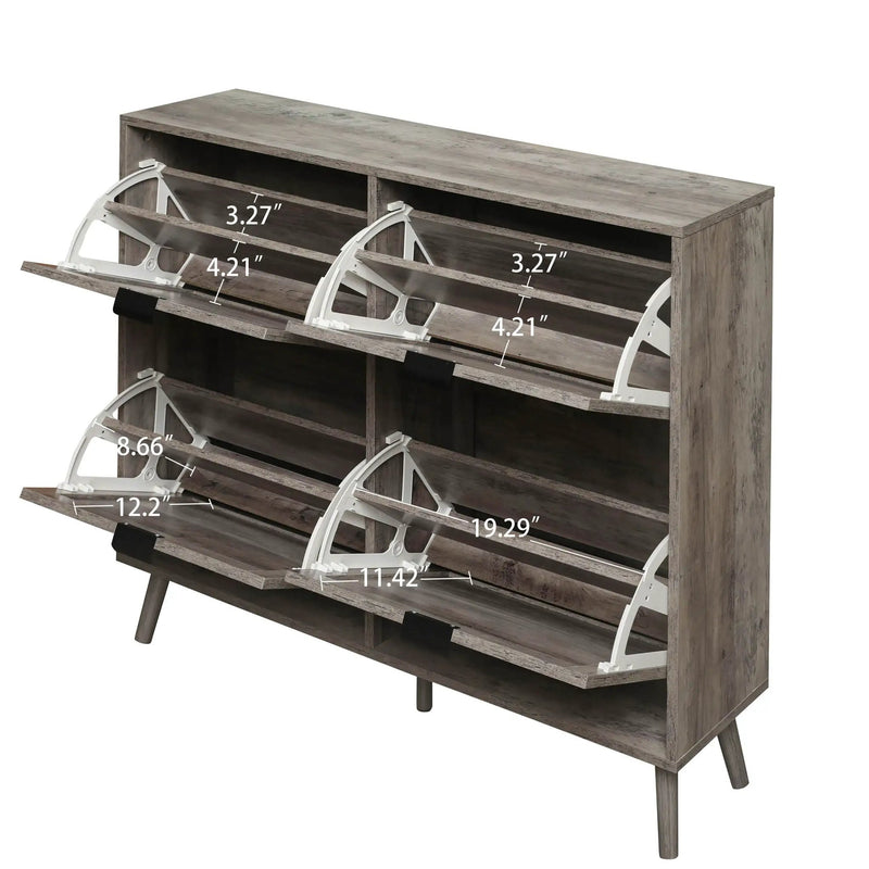4 Door Shoe Rack, Freestanding Modern Shoe Storage Cabinet by HouseOfZazla
