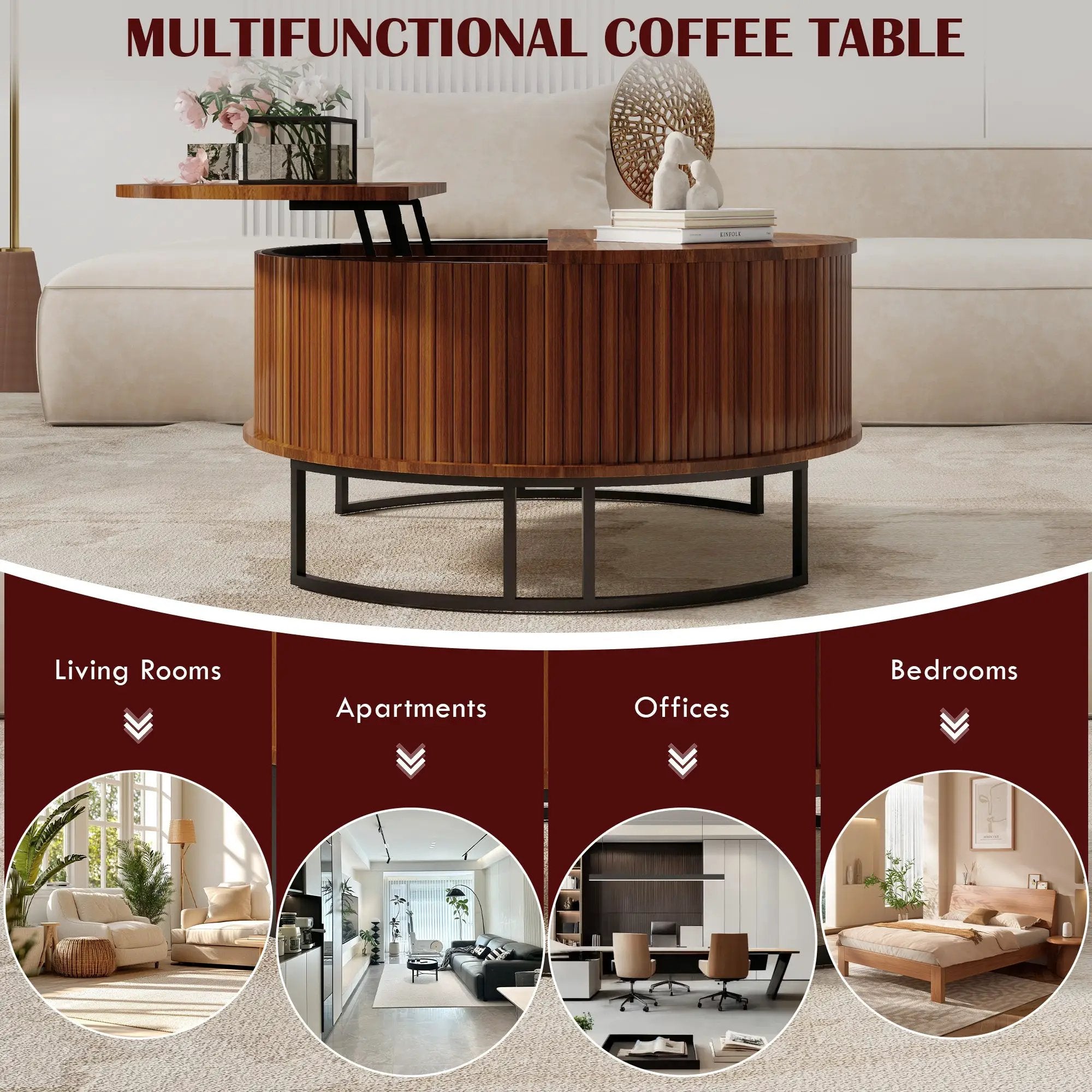 31.5" Round Coffee Table with Storage by HouseOfZazla