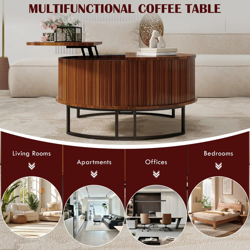 31.5" Round Coffee Table with Storage by HouseOfZazla