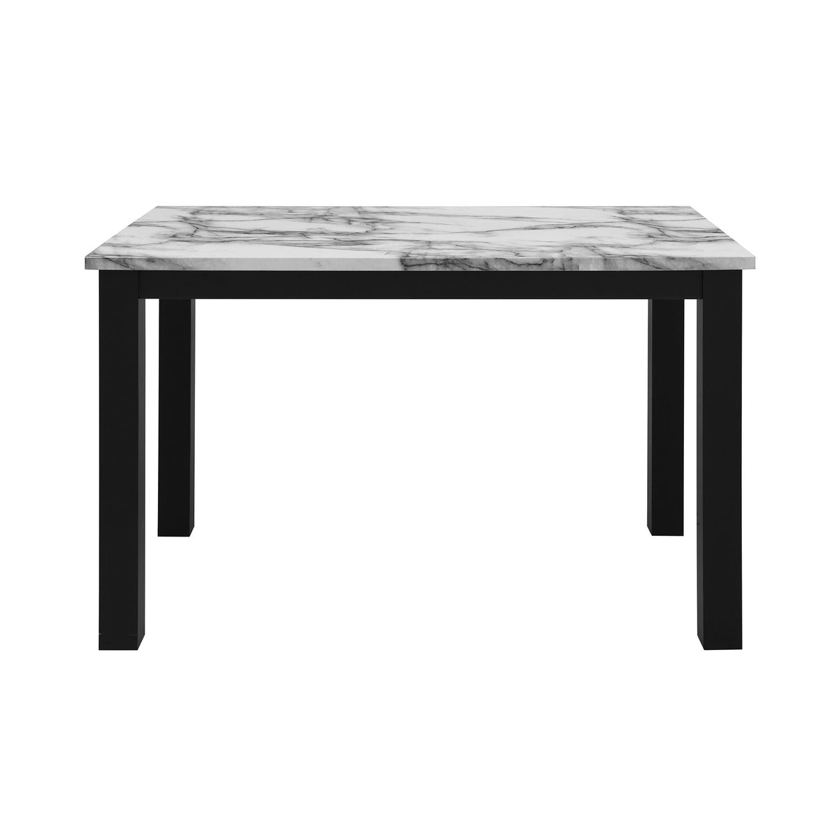 Faux Marble Top 5 Piece Dining Room Set with Cushioned Chairs - Black or Dark Gray, photo 2 of 24