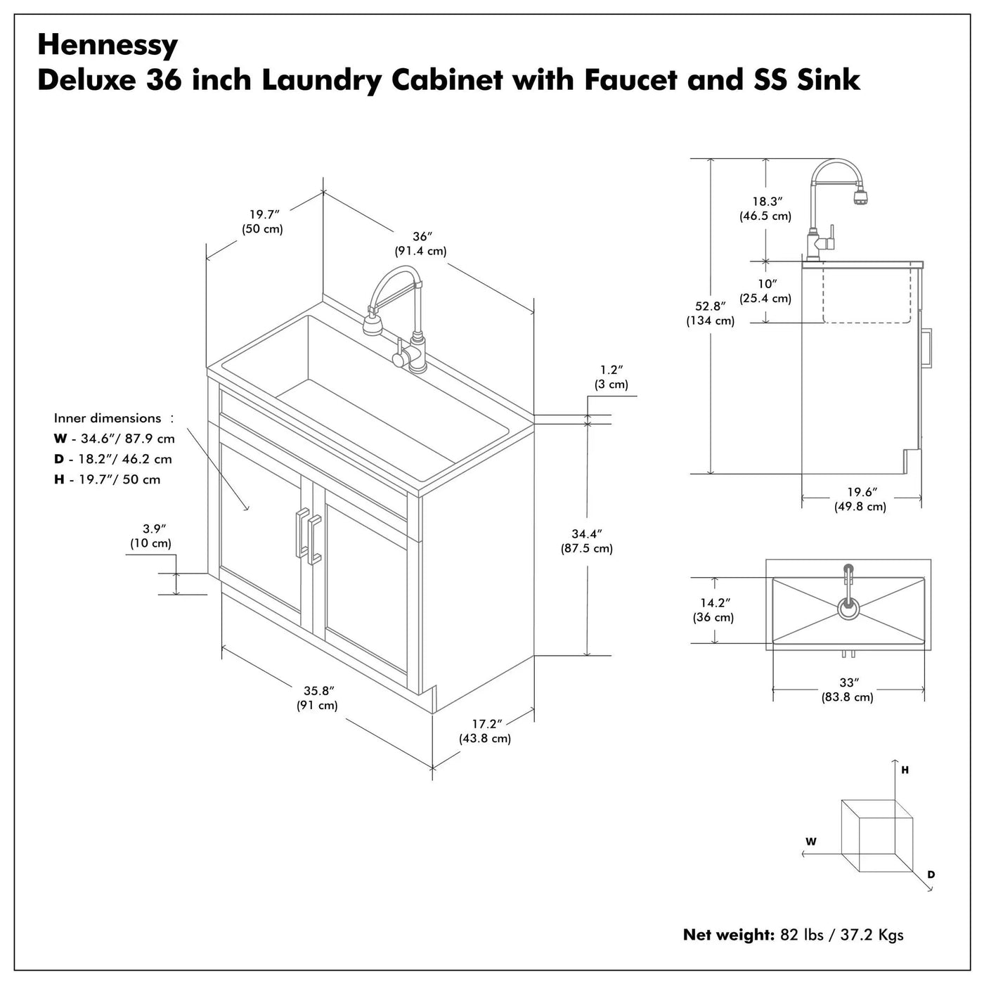 Hennessy - Deluxe Laundry Cabinet With Faucet And Stainless Steel Sink by HouseOfZazla