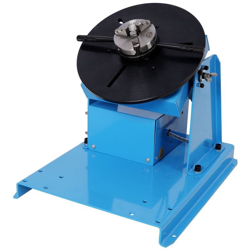 Portable Rotary Welding Positioner With 3 Jaw Lathe Chuck, 0 - 90° Turntable - Blue by HouseOfZazla