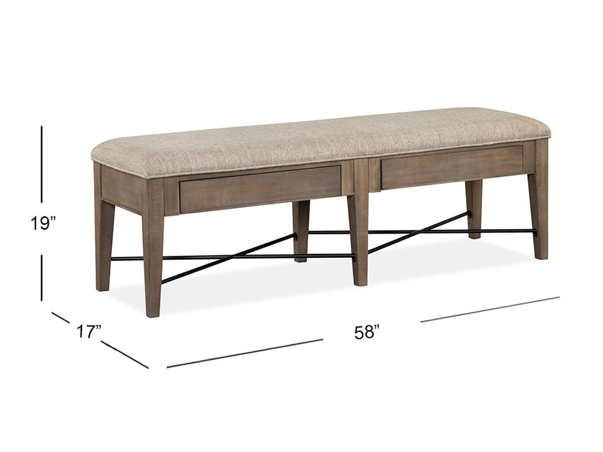 Paxton Place - Bench With Upholstered Seat - Dovetail Gray, photo 6 of 7
