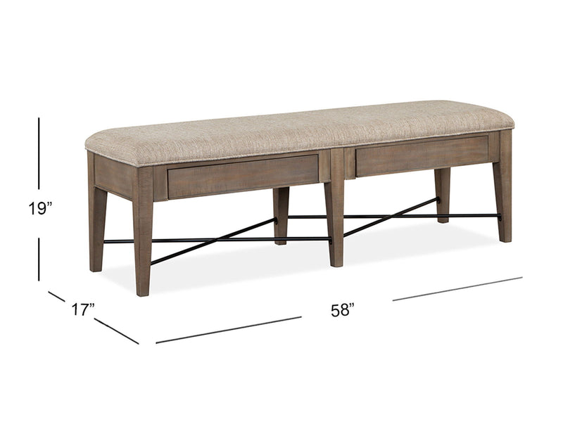 Paxton Place - Bench With Upholstered Seat - Dovetail Gray, photo 6 of 7