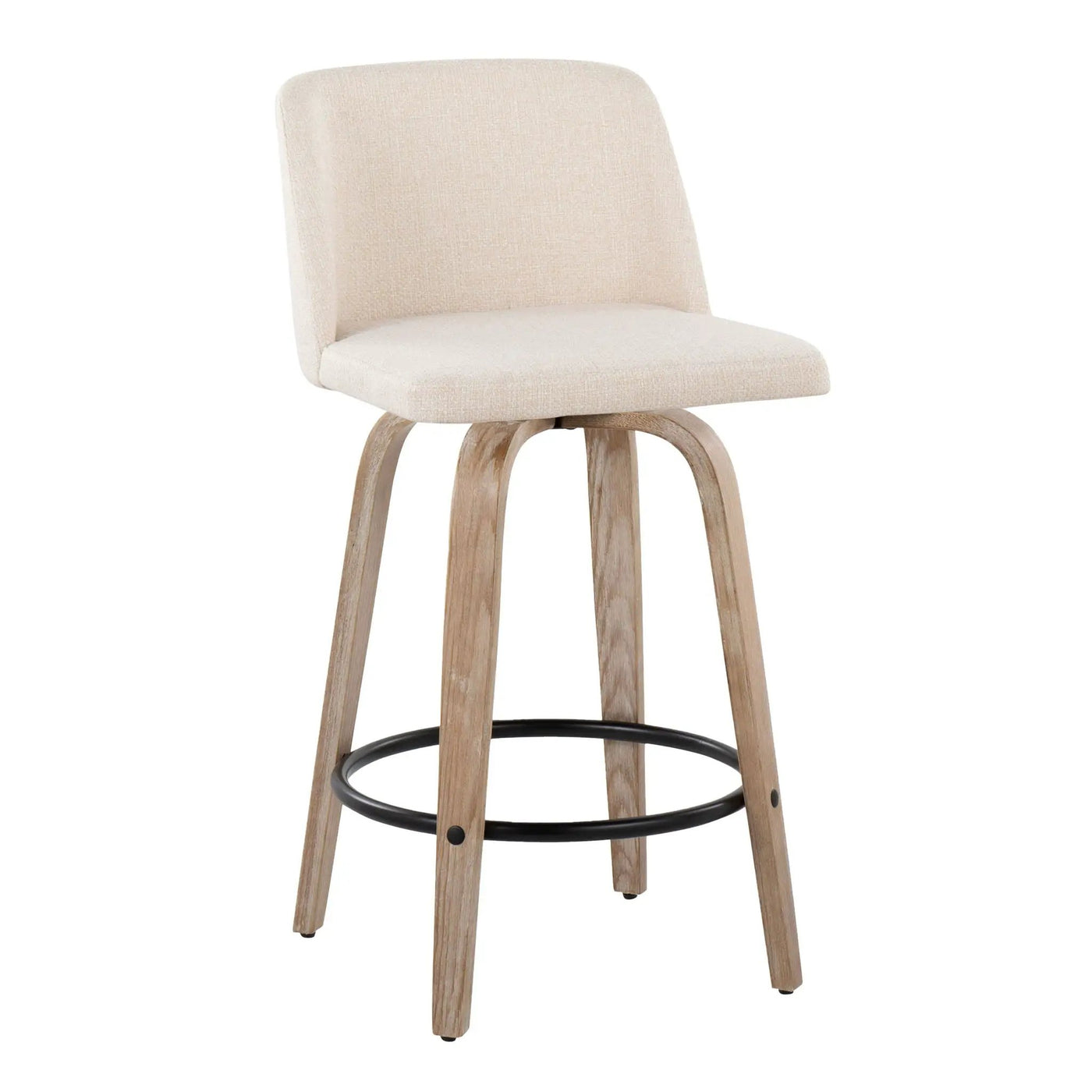 Toriano - Contemporary Fixed-Height Counter Stool & Swivel With Round Footrest (Set of 2) by HouseOfZazla