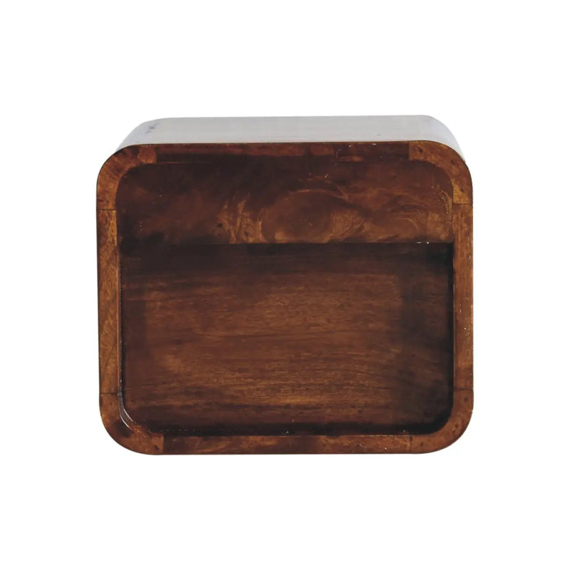 Extra Mini Wall-Mounted Curved Chestnut Nightstand by HouseOfZazla