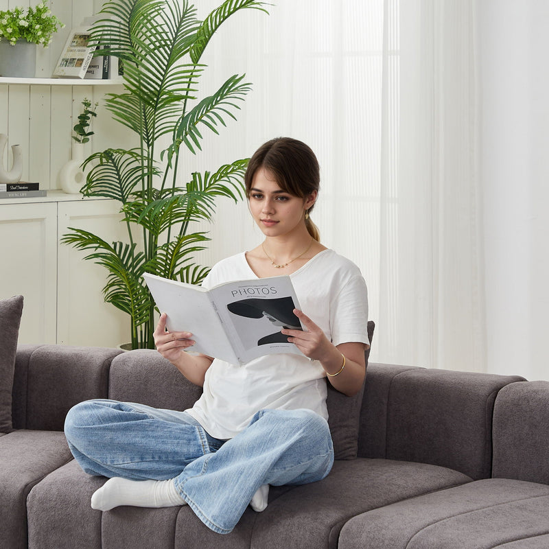 Curved Sectional Sofa With 2 Pillows For Living Room - Gray by HouseOfZazla