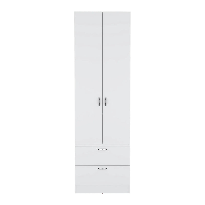 Armoire Organiser, Two Shelves, Rod, Double Door Cabinet Armoire by Unique Piece Furniture