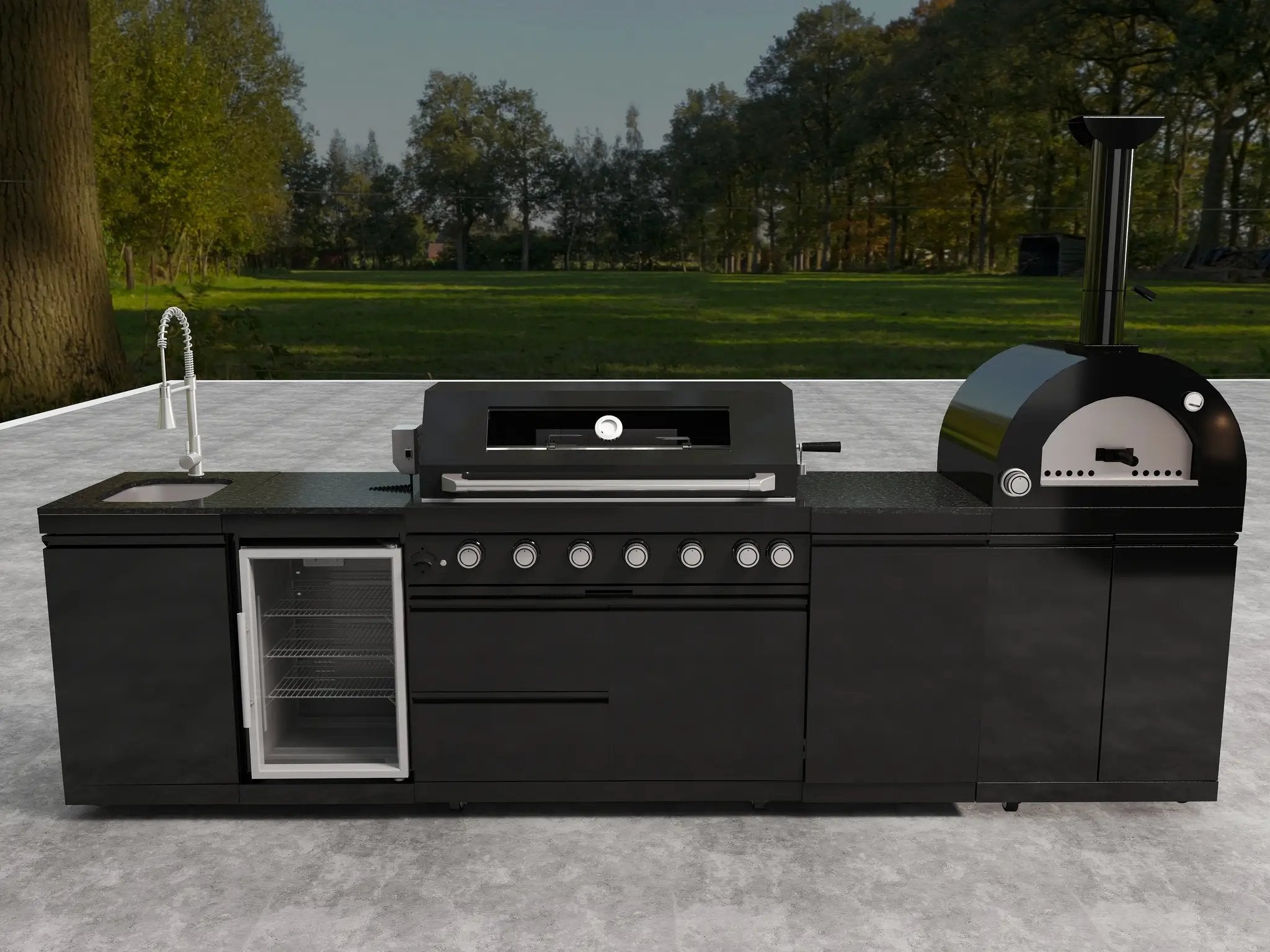Premium 128-Inch Stainless Steel Gas Outdoor Kitchen Grill by HouseOfZazla
