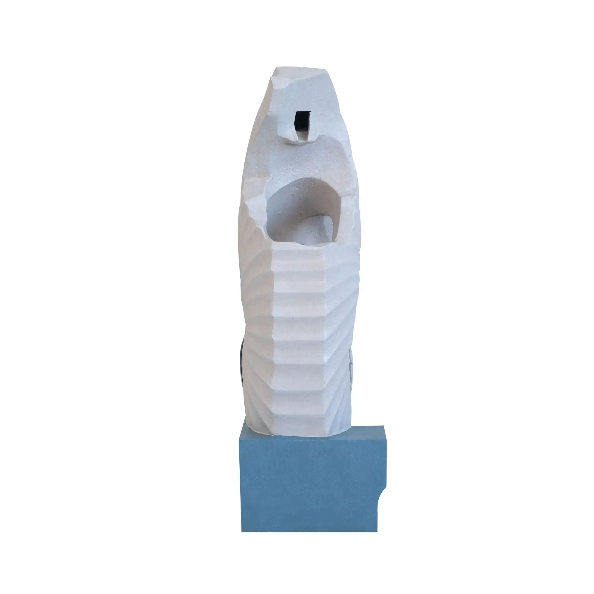 Abstract Water Fountain With Base With Light, For Indoor And Outdoor - White / Blue by HouseOfZazla