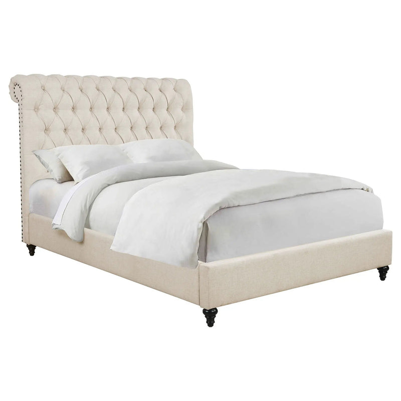 Devon 57-inch Upholstered Queen Panel Bed Beige by Unique Piece Furniture