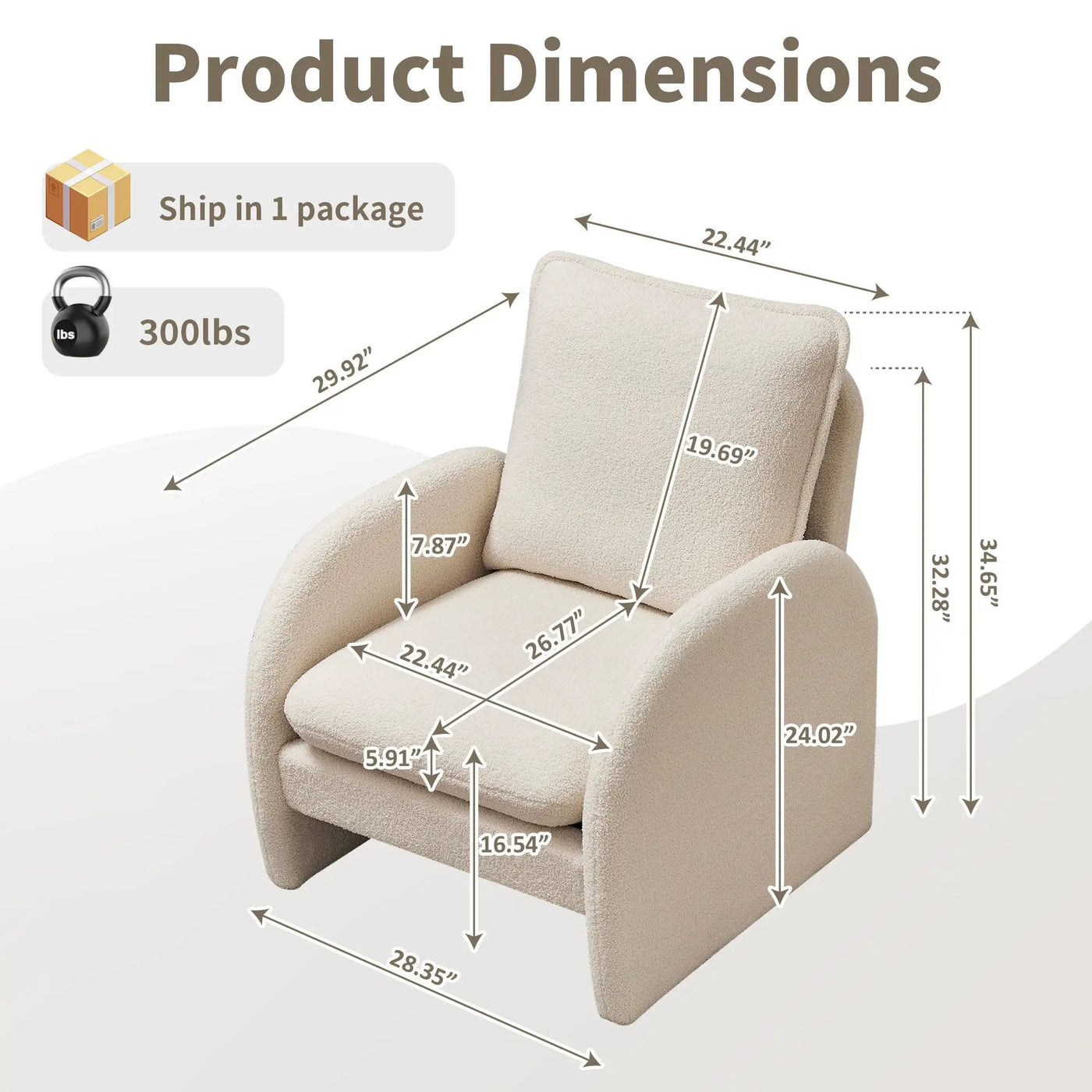 Modern Sherpa Upholstered Accent Chair, Comfortable Living Room Armchair, Lounge Chair For Bedroom, And Office by Unique Piece Furniture