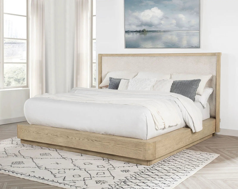 Kailani 52-inch Eastern King Wingback Bed Beige Oak by Unique Piece Furniture
