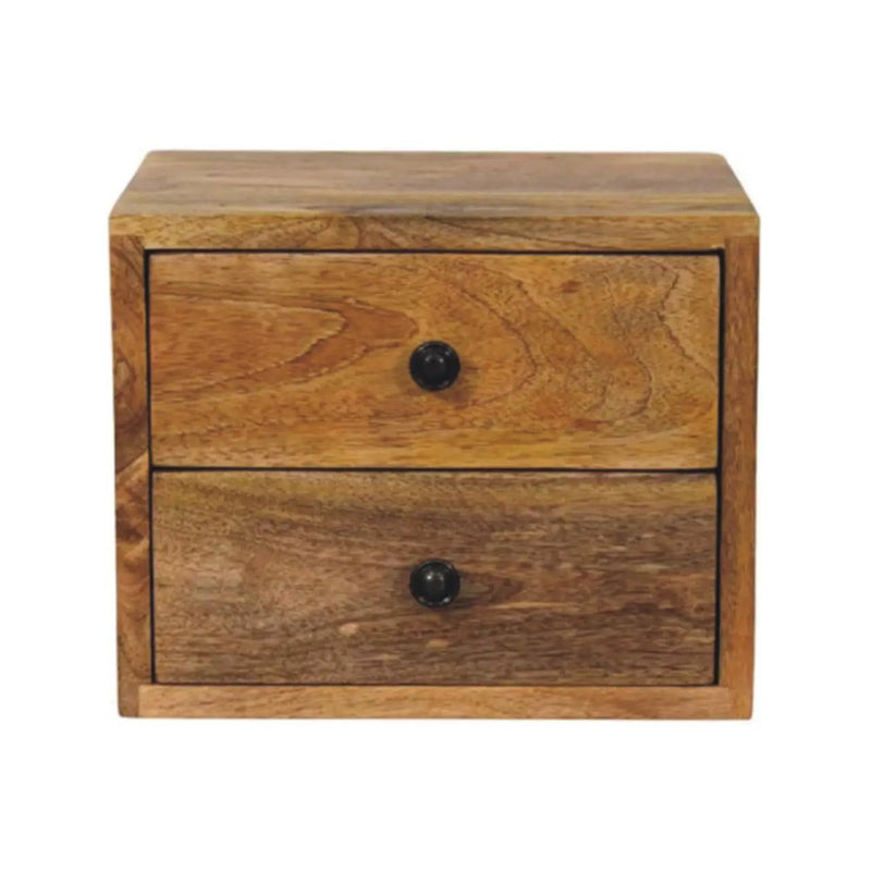 Solid Wood Solis Wall-Mounted Nightstand, 2-Drawers, Oak-ish by HouseOfZazla