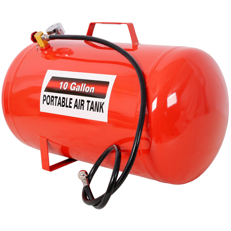 Portable 10 Gallon Air Tank with Pressure Gauge and 43" Hose - Metal, photo 3 of 9