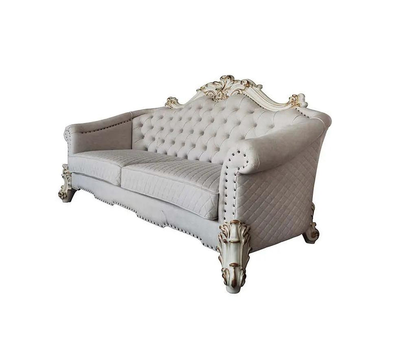 Vendome II - Sofa With 6 Pillows - Two Tone Ivory Fabric & Antique Pearl by Unique Piece Furniture