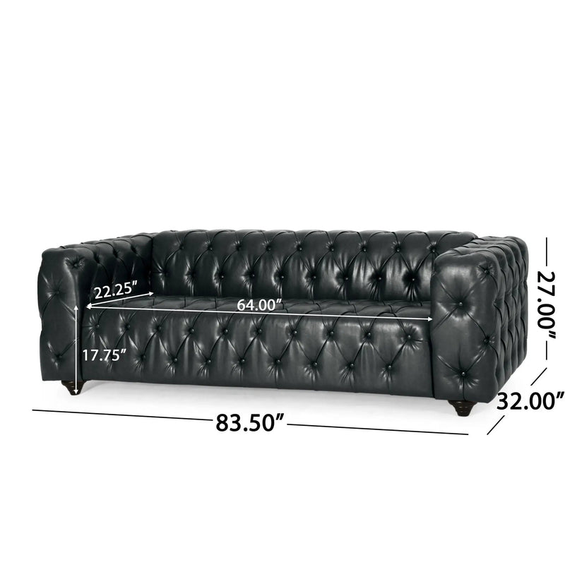 Comfy 3 Seat Sofa with Wooden Legs - Black by HouseOfZazla