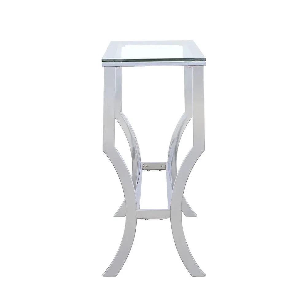 Saide Rectangular Glass Top Entryway Console Table Chrome by Unique Piece Furniture