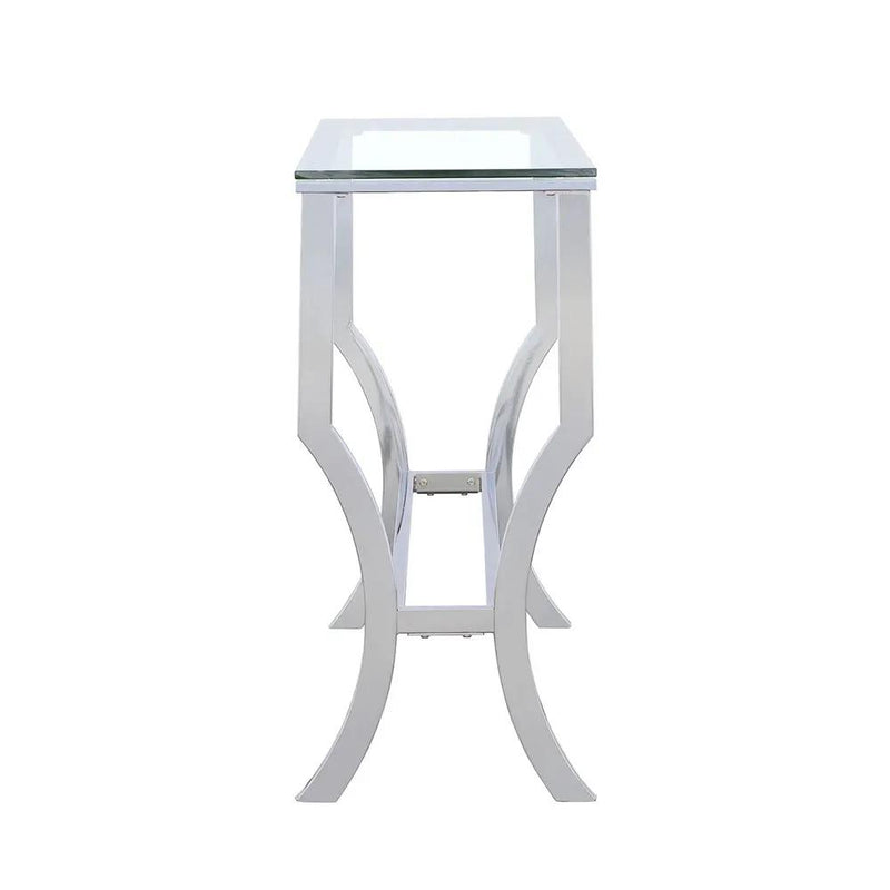 Saide Rectangular Glass Top Entryway Console Table Chrome by Unique Piece Furniture