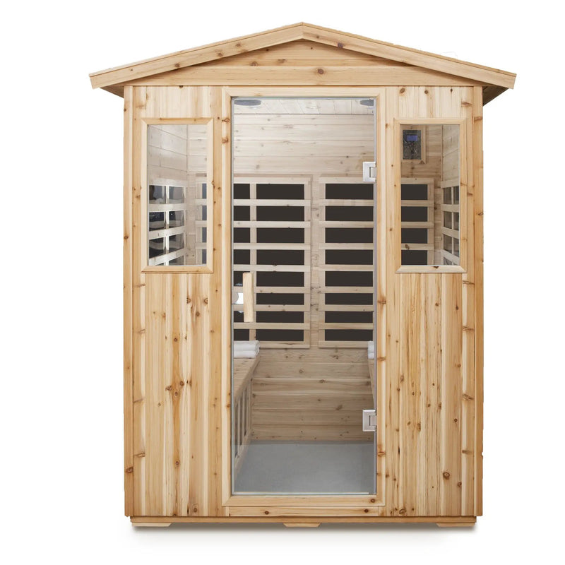 4 Person Old Fir Far Infrared Outdoor Sauna Room - Natural by HouseOfZazla