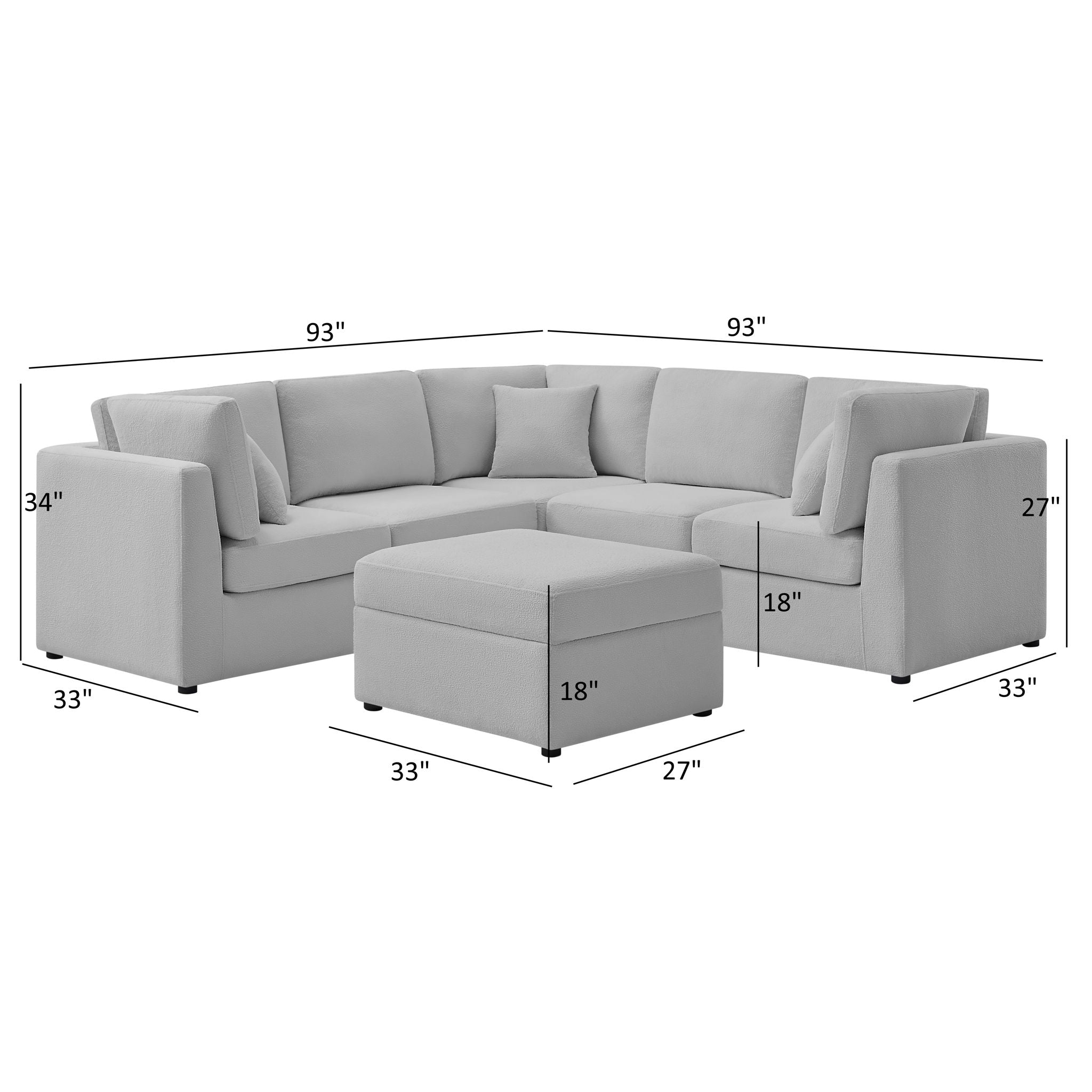 Chauncy - Sectional With Storage Ottoman by HouseOfZazla
