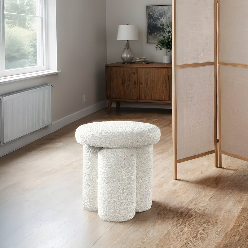 Ivory Accent Stool with Sherpa Upholstery - Wesley, photo 8 of 10