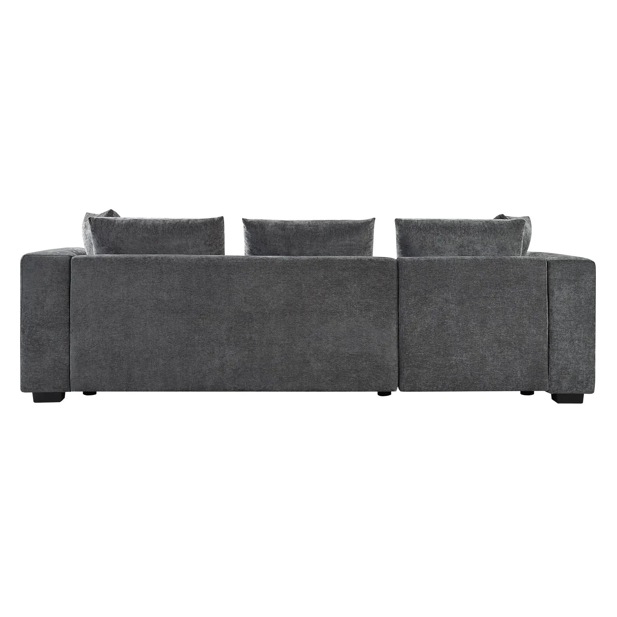 Modern L Shaped Sectional Sofa With Upholstery And Wooden Storage by HouseOfZazla