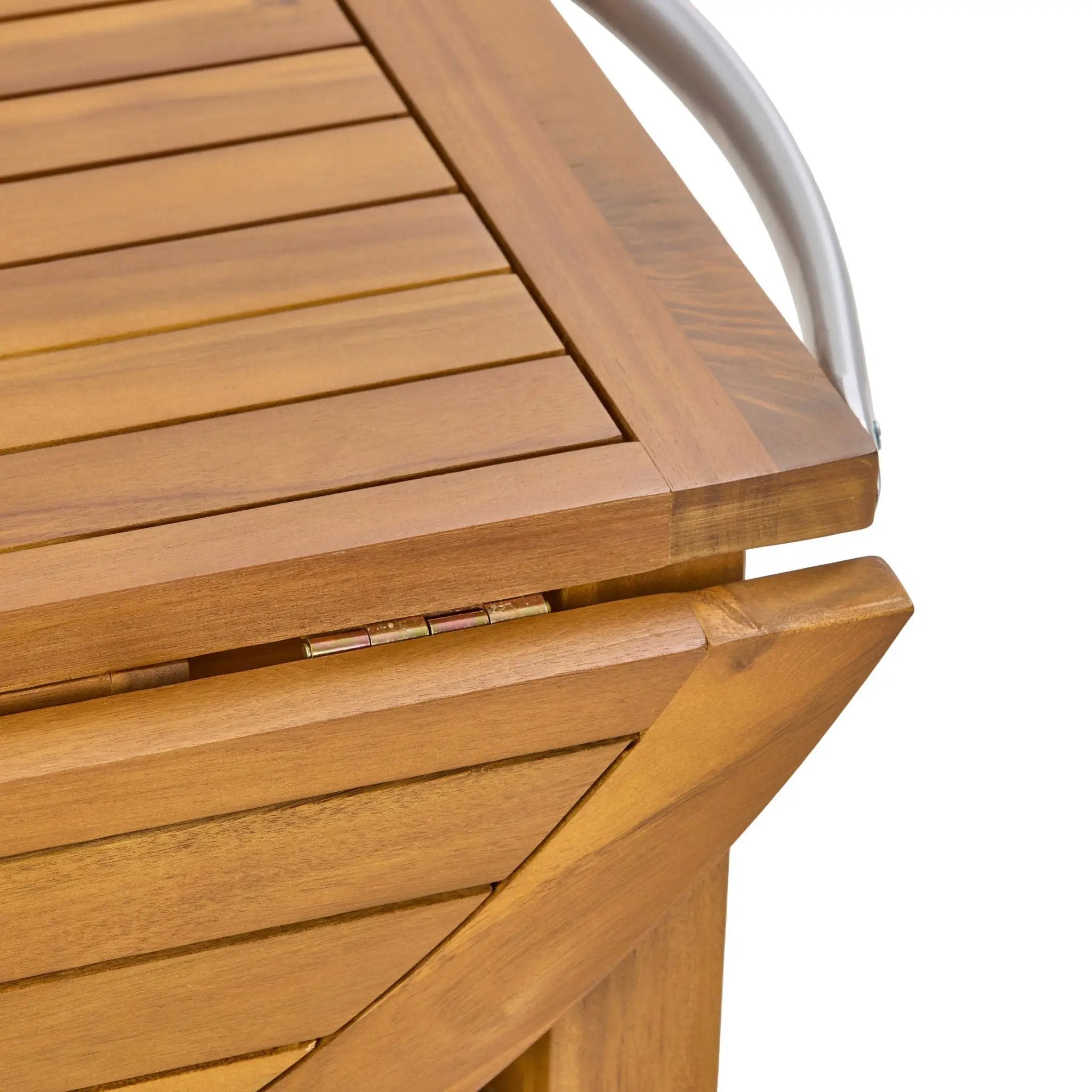 Outdoor Bar Cart With Foldable Tabletop & Removable Trays - Teak by HouseOfZazla