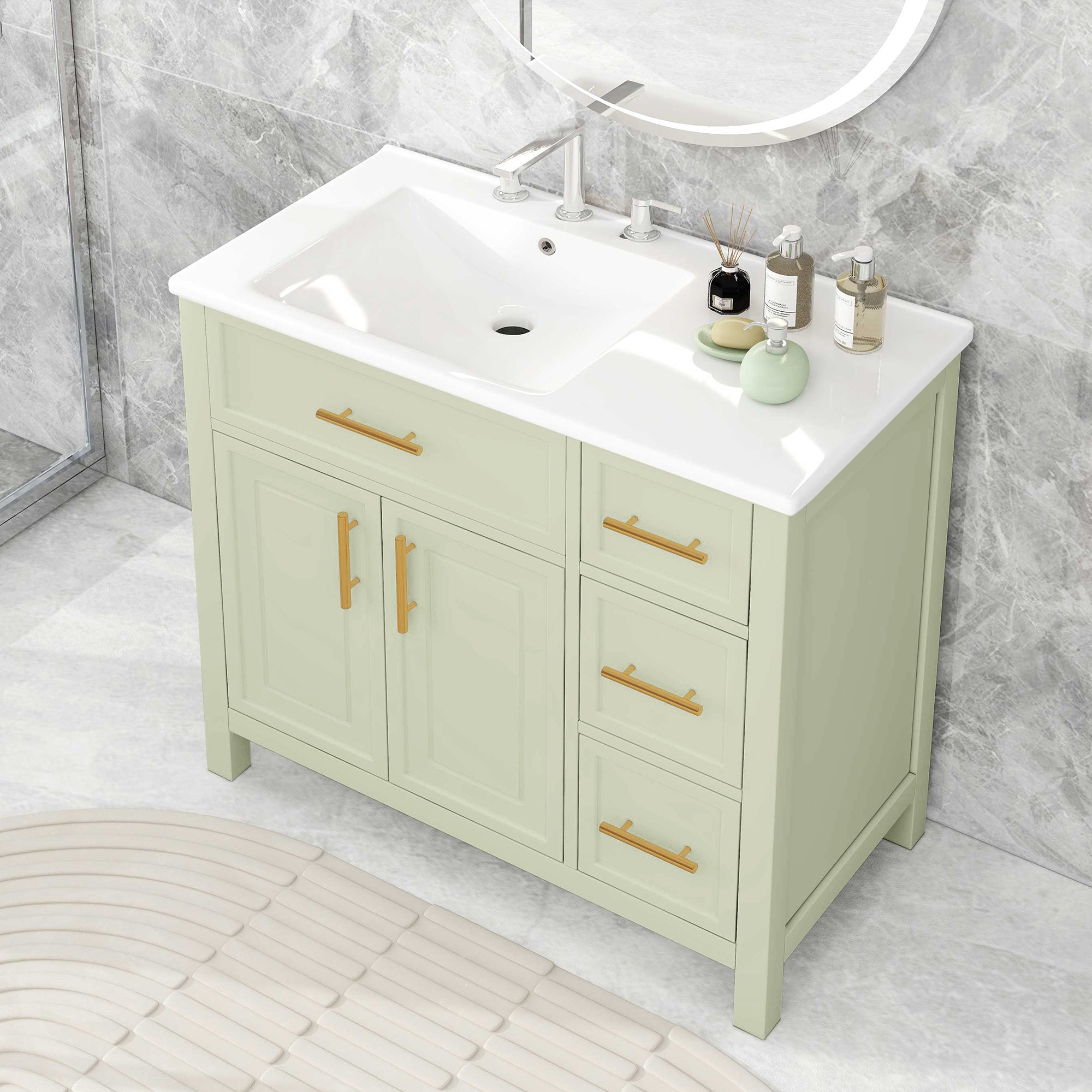 36" Bathroom Vanity with Sink Top, Cabinet with Two Doors and Three Drawers by HouseOfZazla