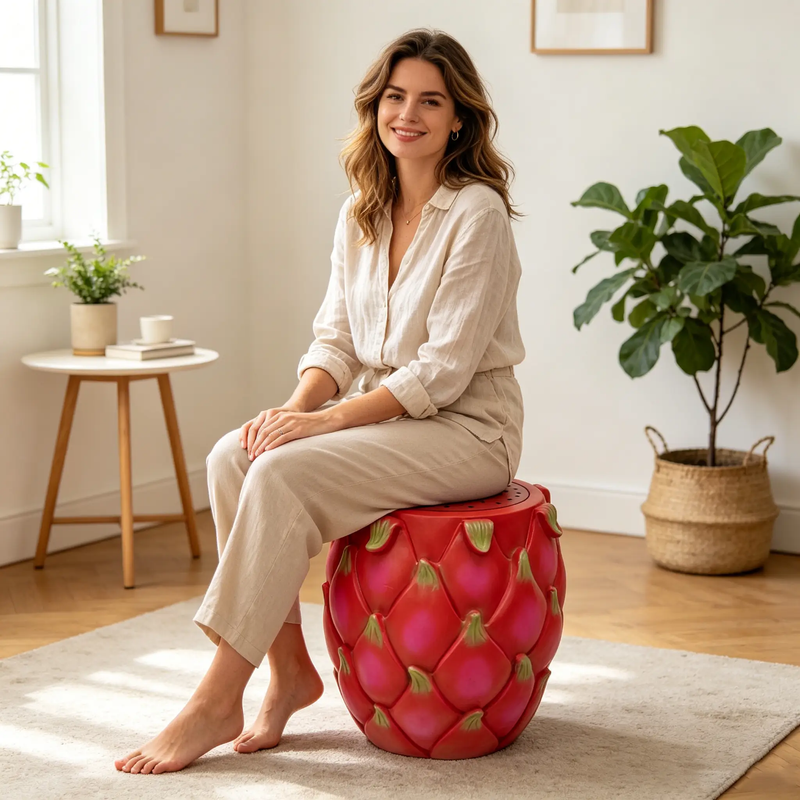 13.4" Oversized Resin Dragon Fruit Stool by HouseOfZazla