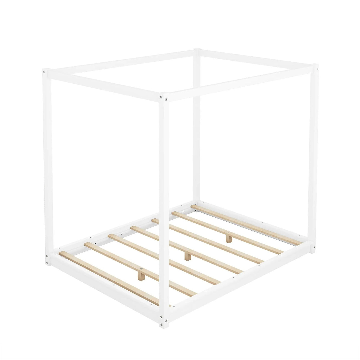 Wood Canopy Platform Bed With Support Legs And Airflow Slats by HouseOfZazla
