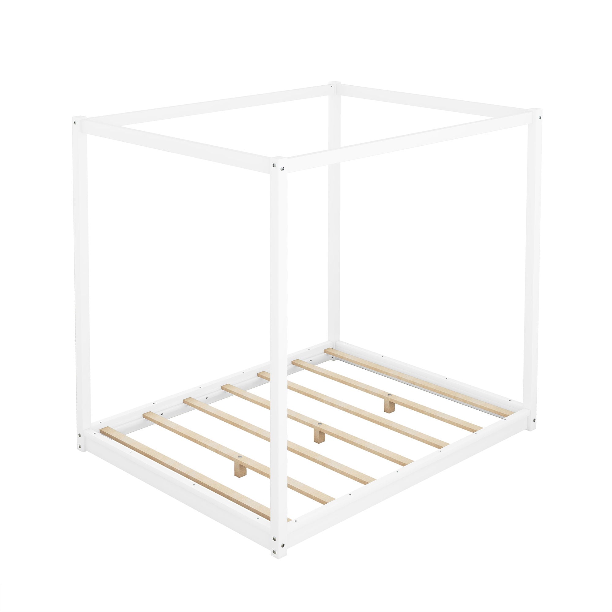 Wood Canopy Platform Bed With Support Legs And Airflow Slats by HouseOfZazla