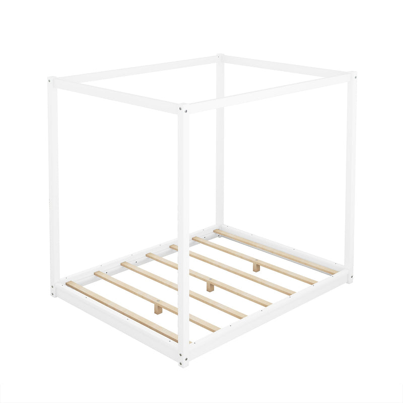 Wood Canopy Platform Bed With Support Legs And Airflow Slats by HouseOfZazla