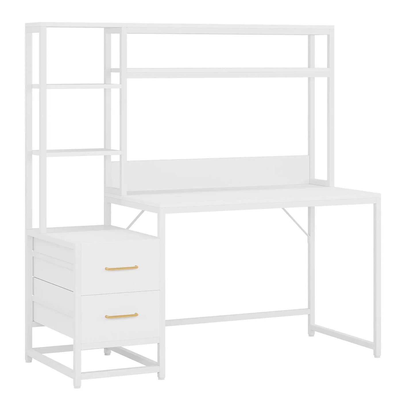 Computer Desk With Hutch, 2 Drawers & Open Shelves by HouseOfZazla
