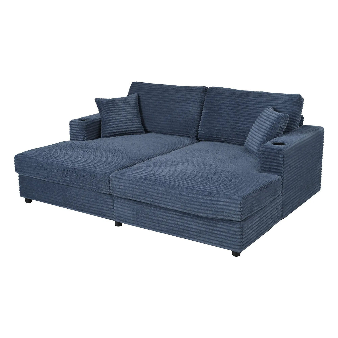 Oversized Loveseat Chaise With 2 USB Ports, 2 Cup Holders And 2 Throw Pillows by HouseOfZazla