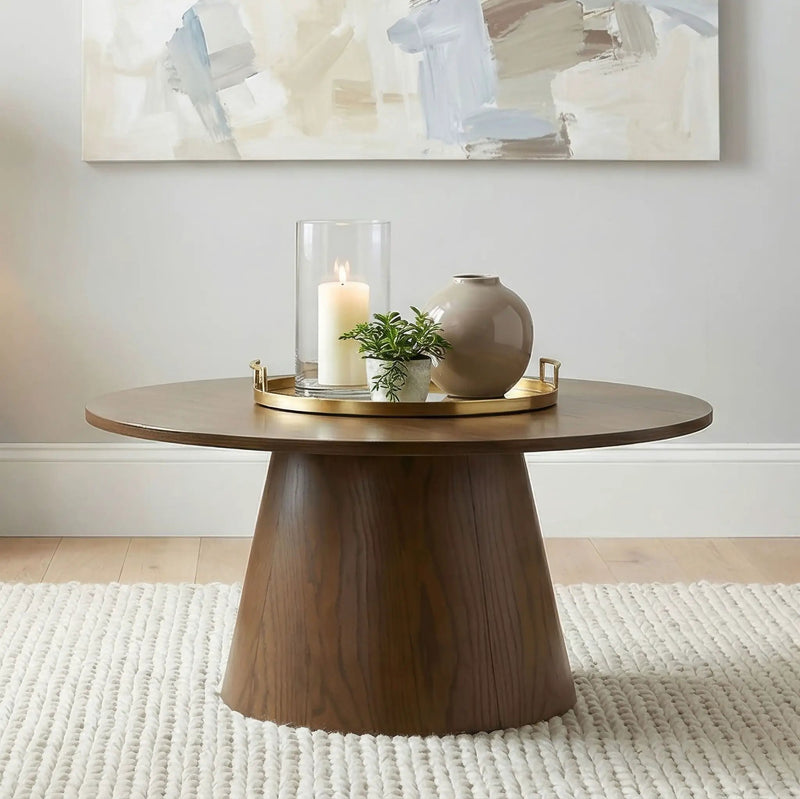 Franklin 36-inch Round Pedestal Coffee Table Dark Brown by Unique Piece Furniture