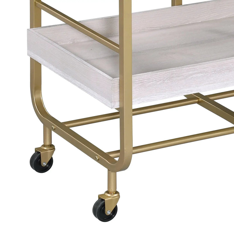 Vorrik Gold & White Washed Finish Serving Cart by HouseOfZazla