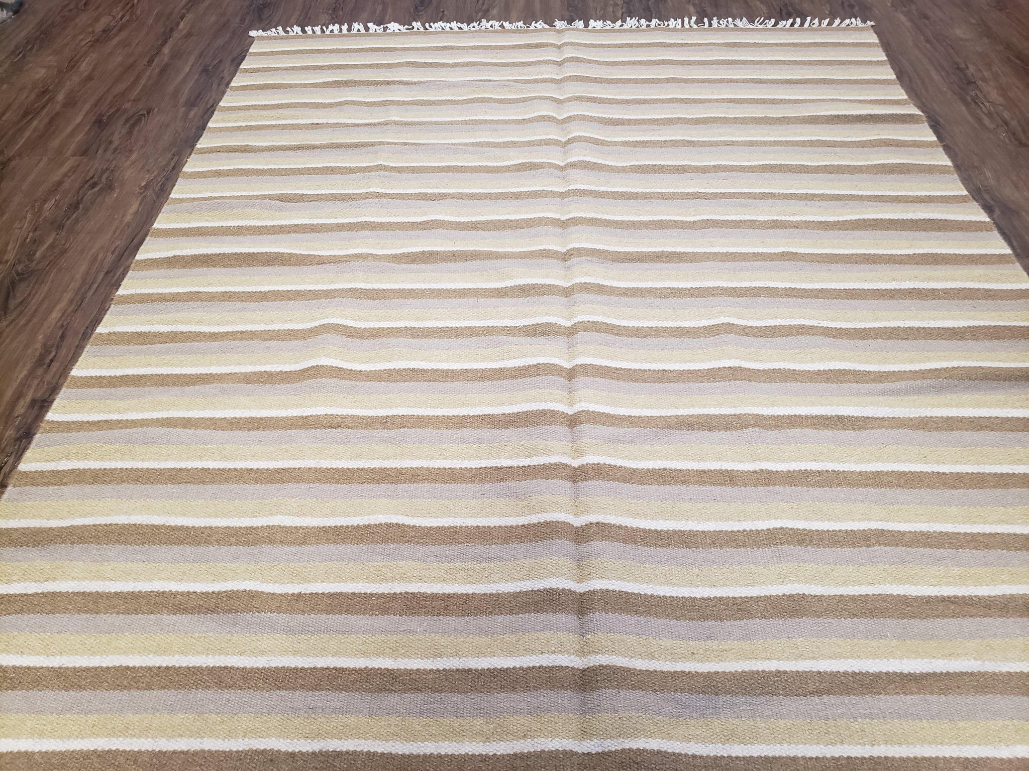 New Indian Striped Blanket, Multicolor Earthern Tones Kilim Rug, Wool Handmade South American Style Blanket, Queen Sized Bedspread 5x8 - 6x8 by Jewel Rugs