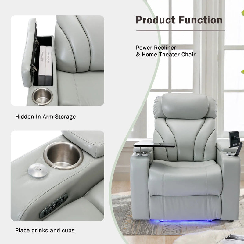 Power Motion Recliner Electric Power Recliner With USB Charging Port, Hidden Arm Storage, Convenient Cup Holder And tooth Speaker by HouseOfZazla