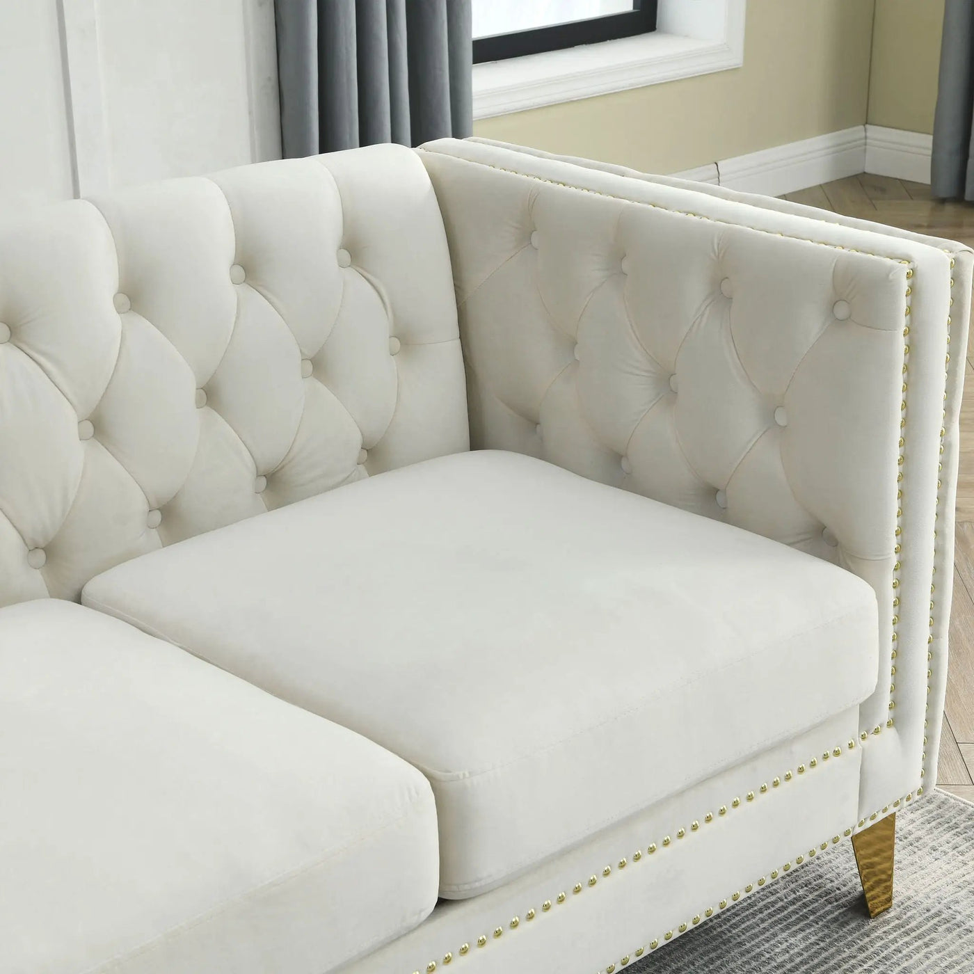 L-Shaped Corner Sofa, 5 Seater Sectional With Tufted Design by HouseOfZazla