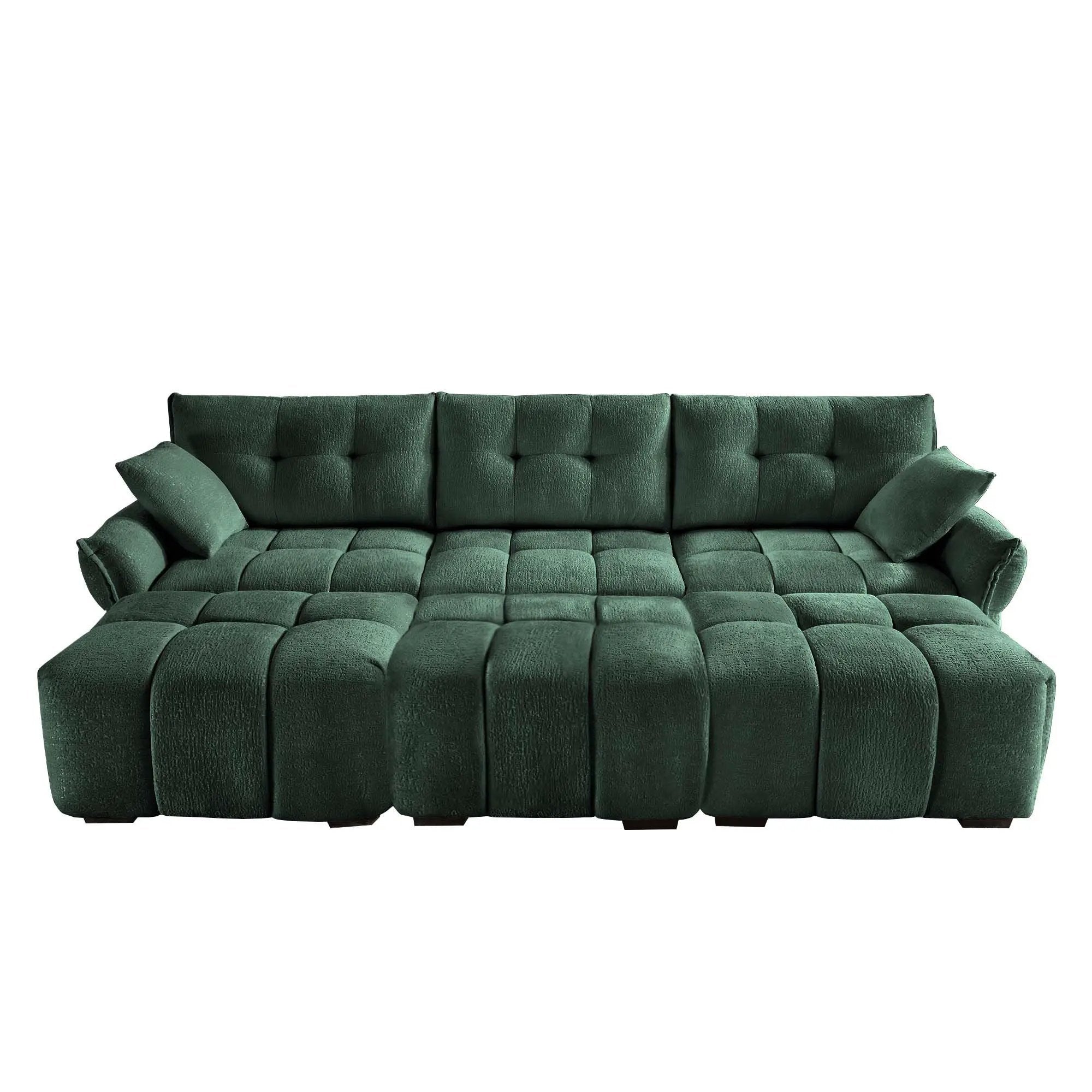 Sofa Set With Ottoman And Pillows, Textured, High Resilience Cushions by HouseOfZazla