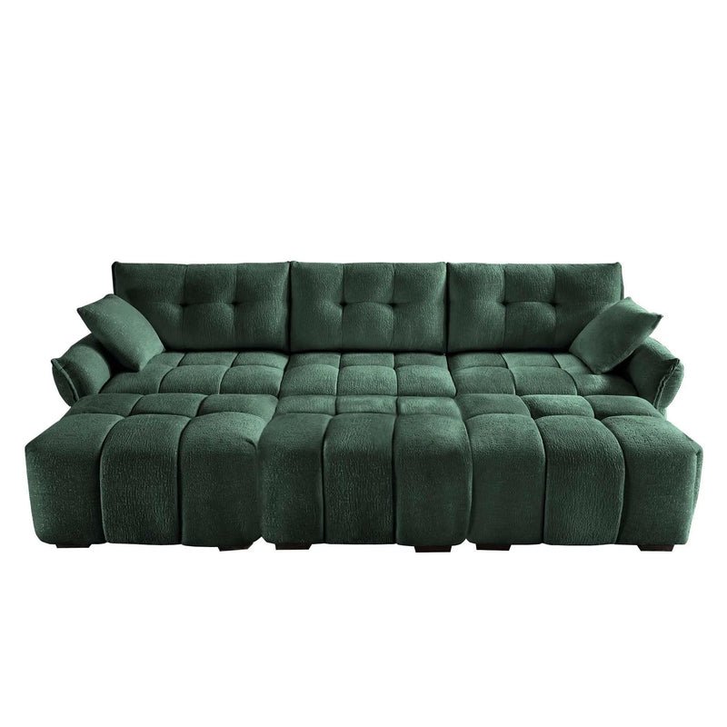 Sofa Set With Ottoman And Pillows, Textured, High Resilience Cushions by HouseOfZazla