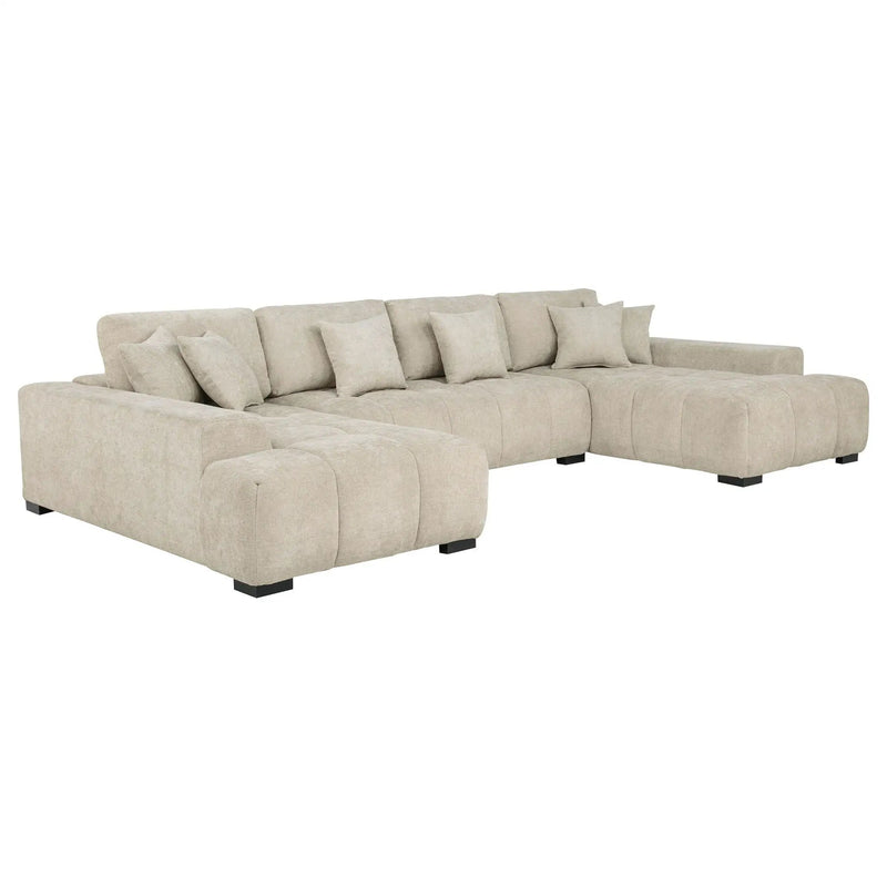 Cannella U-Shaped Double Chaise Upholstered Sectional Sofa Beige by Unique Piece Furniture