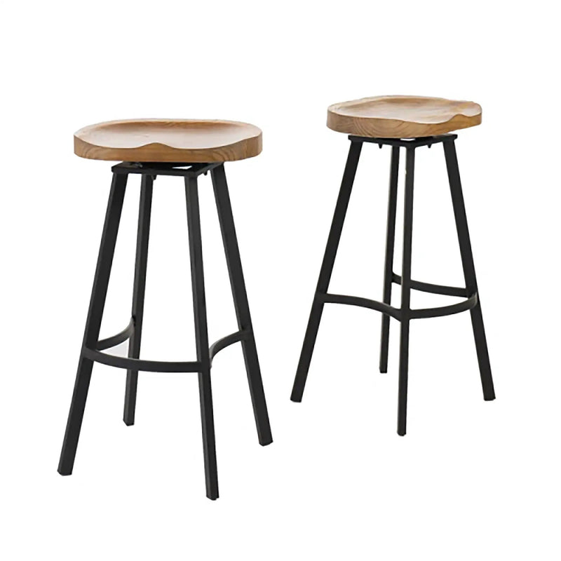 Pinewood Swivel Barstool with Iron Legs (Set of 2) by HouseOfZazla